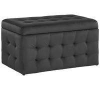 Pouf 72 x 42 cm en Velours avec rangement Chesterfield Noir Capitonné Michigan