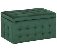 Pouf 72 x 42 cm en Velours avec rangement Chesterfield Vert Foncé Doux Michigan