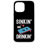 Pouf amusant avec joueur de cornhole qui coule et boit Coque pour iPhone 13 Pro Max