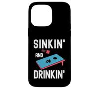 Pouf amusant avec joueur de cornhole qui coule et boit Coque pour iPhone 14 Pro Max