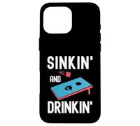 Pouf amusant avec joueur de cornhole qui coule et boit Coque pour iPhone 16 Pro Max