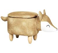 Pouf Animal pour Enfant en Forme de Renard en Velours Orange avec Rangement Fox
