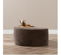 Pouf arrondi Lune demi-lune en tissu chenille marron - Livin24