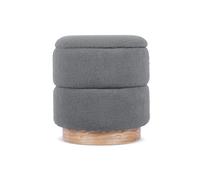 Pouf avec Coffre de rangement - Sicaan - Roméo - Tissu Bouclette - D.37 x H.42 cm - Gris - Pouf de salon design scandinave