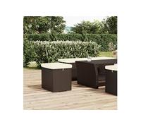 Pouf avec coussin marron 40x30x40 cm résine tressée, repose-pieds, tabouret pouf, repose-pieds extérieur, repose-pieds pouf, petit repose-pieds