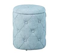 Pouf Avec Rangement 34x34x40 Cm Capitonné Bleu Gris Gris