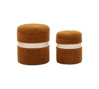 Lot de 2 poufs de rangement marron cm ø 40x47-32x38