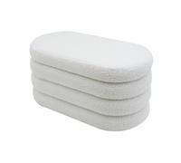 Pouf avec rangement Rebecca Mobili Rambeh 38x76x38 Tissu Polyester MDF Blanc Moderne