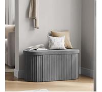 Pouf avec Rangement - WOLTU Coffre Ovale Pliable - Velours - 76x38x38cm - Gris Foncé