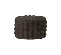 Pouf bas tissu duveteux marron Olven