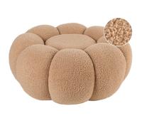 Grand Pouf Moderne Siège d'Appoint Salon Chambre à Coucher Tissu Bouclé Marron Clair Beaufort