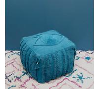 Pouf bohème carré siva saphir bleu TU