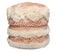 Pouf Bohème Fait à la Main "Bohist" 35cm Rose & Crème