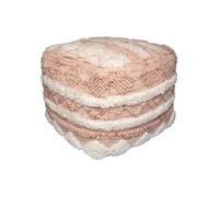 Pouf Bohème Fait à la Main "Bohist" 50cm Rose & Crème