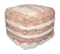 Pouf Bohème Fait à la Main "Bohist" 50cm Rose & Crème