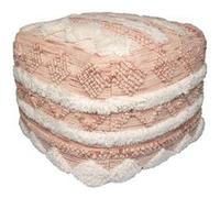 Pouf Bohème Fait à la Main "Bohist" 50cm Rose & Crème