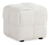 Pouf Bouclé Beige Tabouret Petit Gris