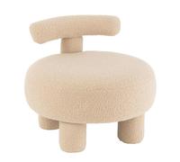 Pouf Bouclette Avec Dossier "Teddy" 52cm Beige