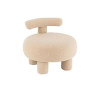 Pouf Bouclette Avec Dossier "Teddy" 52cm Beige