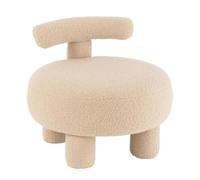 Pouf Bouclette Avec Dossier ""Teddy"" 52cm Beige