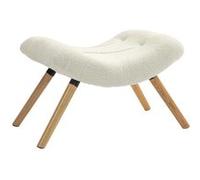 HomCom Repose-pied pouf ottoman en tissu, siège rembourré, pieds en hêtre – Crème