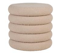 Pouf Brooklyn - Pouf avec rangement, bouclé, beige, Ø44x44 cm