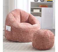 Pouf Canapé Chaise Mousse haute pression Matériau du pouf avec rembourrage en mousse comprimée Pouf avec repose-pieds, Rose