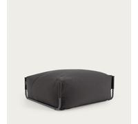 Pouf canapé modulable carré, 100% extérieur, gris foncé et aluminium noir, 101 x 101 cm