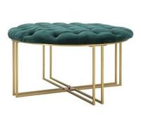 Pouf Capitonné en Velours "Puffy" 90cm Vert & Or Vert