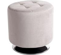 Pouf Capitonné Rond Beto Polyester 44x43cm Gris Gris G