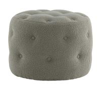 Pouf Capitonné Tissu Bouclette "Benjamin" 55cm Grège