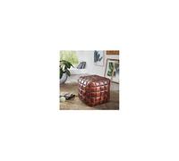Pouf carré 39x39x41 cm en cuir marron