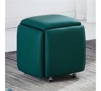 Pouf carré 5 en 1 empilable, chaise cube, petit canapé, repose-pieds mobile, chaises de loisirs, repose-pieds, peu encombrant pour salle à manger, économiseur d'espace (vert, L)