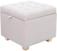 Pouf Carré avec Coffre de Rangement Tabouret Rembourré Pliable Repose-Pied Siège Cube Tissu Pieds en Bois，Convient pour Chambre à Coucher, Salon, Cuisine, Jardin