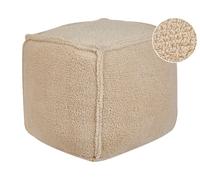 Pouf Carré Coussin en Polyester 40 x 40 x 40 cm Moelleux Marron Clair Alipur