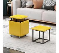 Pouf carré empilable 5 en 1 en cuir avec roulettes, repose-pieds et rangement, idéal pour chambre à coucher, salon, salle à manger (grand, vert, petit)