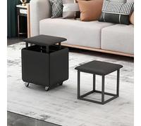 Pouf carré empilable 5 en 1 en cuir avec roulettes, repose-pieds et récipient de rangement pour chambre à coucher, salon, salle à manger (grand vert et petit noir)