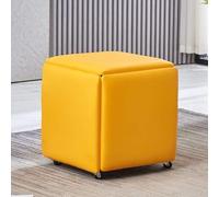Pouf carré empilable pour fête d'extérieur - Organiseur créatif et étanche - 5 en 1 - Cube pouf carré pour salon, chambre à coucher - Jaune - 36 x 36 x 38 cm