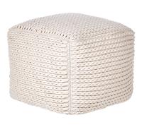 Pouf Carré en Coton Beige Clair 50 x 50 cm Remplissage à Billes Polystyrène Dama