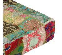 vidaXL Pouf Carré Coton Fait à la Main Vert Salon Siège Tabouret Repose-Pied