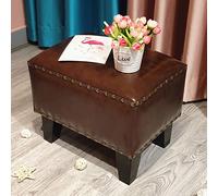 Pouf carré en cuir capitonné ottomane avec repose-pieds pour salon, table basse, marron, 35,6 x 25,4 x 30,5 cm