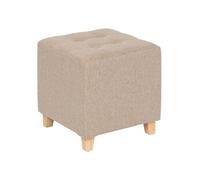 Pouf ""Leandre"" pin beige 35x35x35cm - Atmosphera createur d'interieur