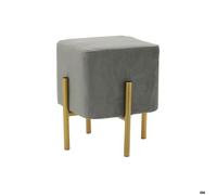 Pouf carré en velours gris - AUBRY GASPARD - Tabouret Repose-Pieds Salon Séjour