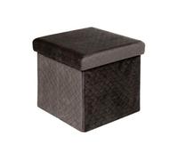 5five Tabouret pliant Mix N'Modul – Velours gris 31 x 31 cm 2-en-1 (pouf & coffre)