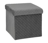 5five Tabouret pliant Mix N'Modul – Velours gris 31 x 31 cm 2-en-1 (pouf & coffre)