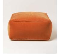 Pouf carré en velours Orange