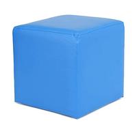 Pouf carré et repose-pieds en polyuréthane synthétique confortable et facile à nettoyer, 7 couleurs (bleu) - Compact 27 x 27 x 27 cm, idéal pour la décoration d'intérieur et la détente