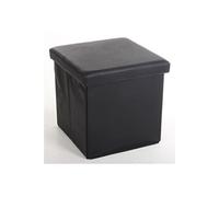 Pouf carre Lilo en Polyurethane coloris noir, Dim : H37.5 x P38 x L38 cm -PEGANE- noir