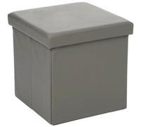 Pouf carré pliant simili gris Atmosphera Gris G