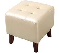 Pouf carré repose-pieds avec cadre en bois simple, imperméable, respirant, tissu PU, support stable pour canapé, salon, décoration d'intérieur, solution d'assise polyvalente